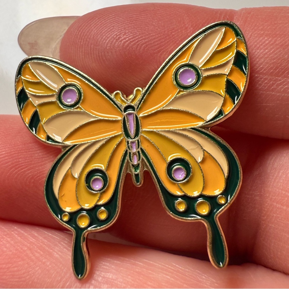 Elegant Gold and Yellow Butterfly Brooch